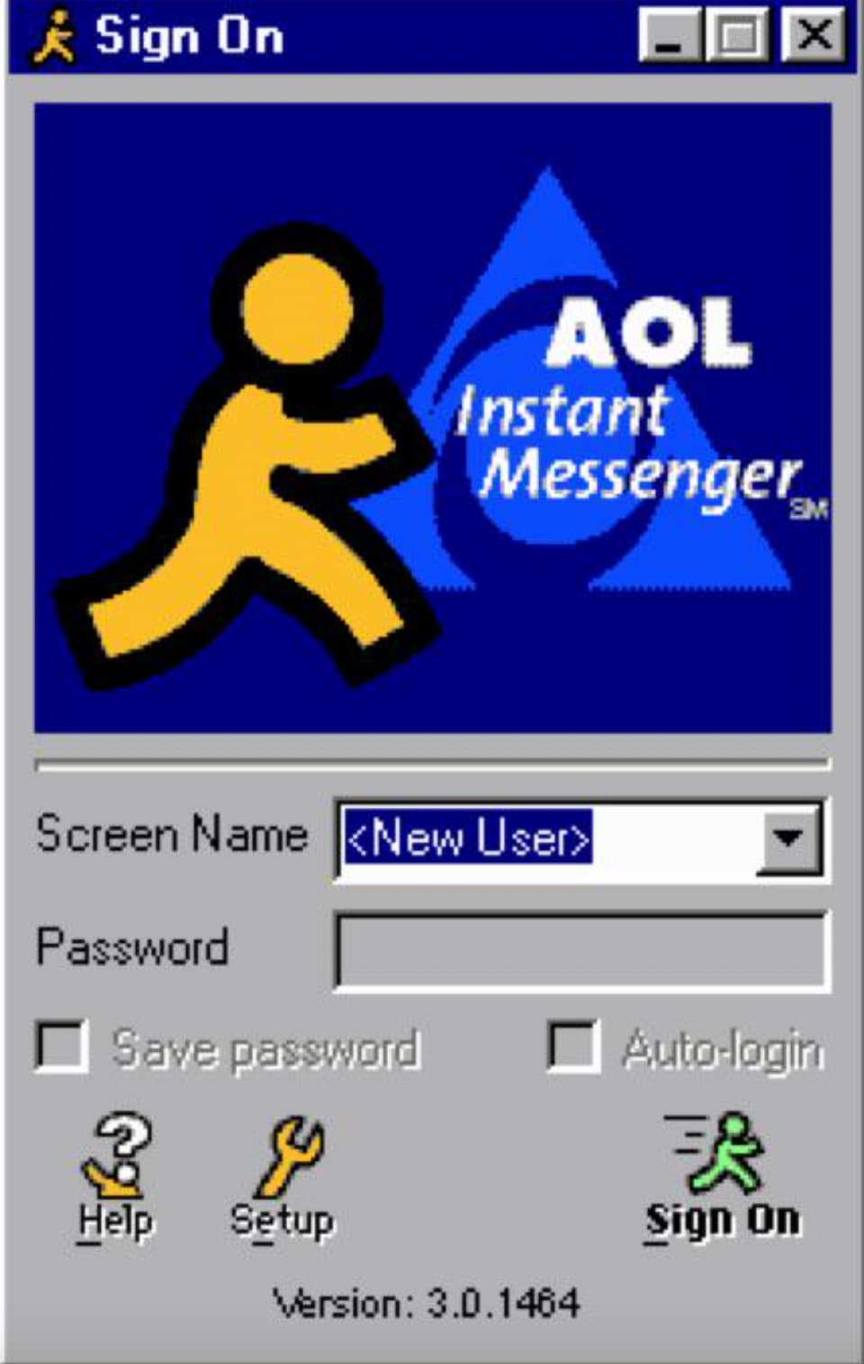 aol messenger 90s - Sign On Aol Instant Messenger Screen Name  Password Save password Help Setup Version 3.0.1464 Autologin Er Sign On